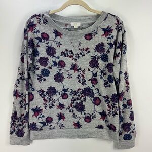 Charming Charlie Women's Floral Patterned Sweatshirt Sweater Gray Size Small